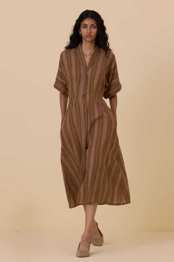 Qirat Striped Handwoven Dress