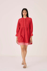Amila Red Stripe Shirt Dress
