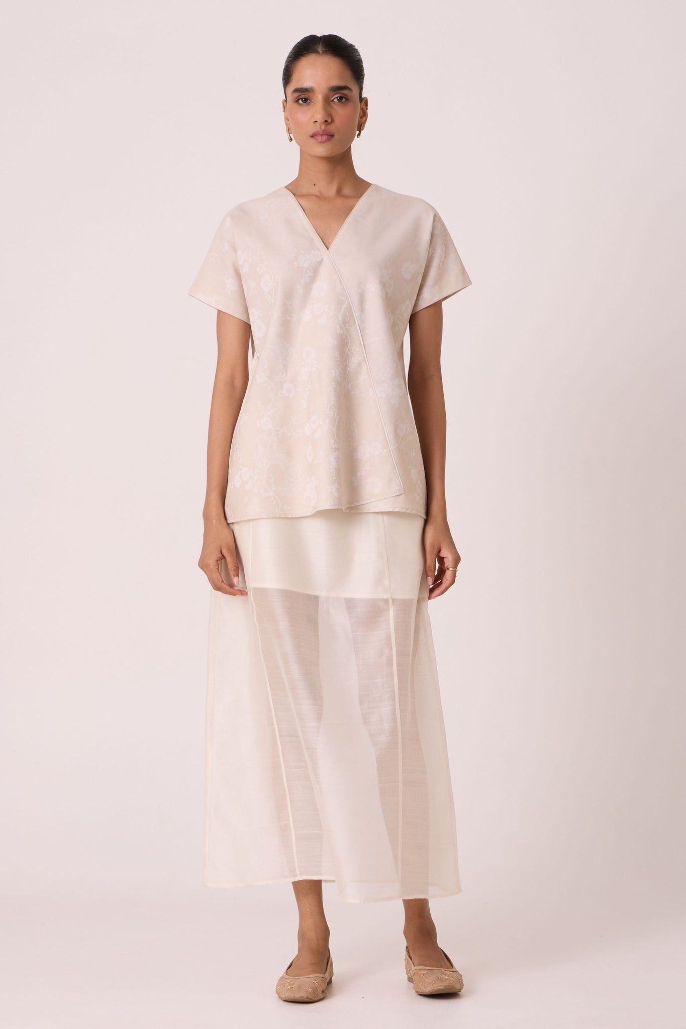 Sōhō Cream Cotton Jacquard Top