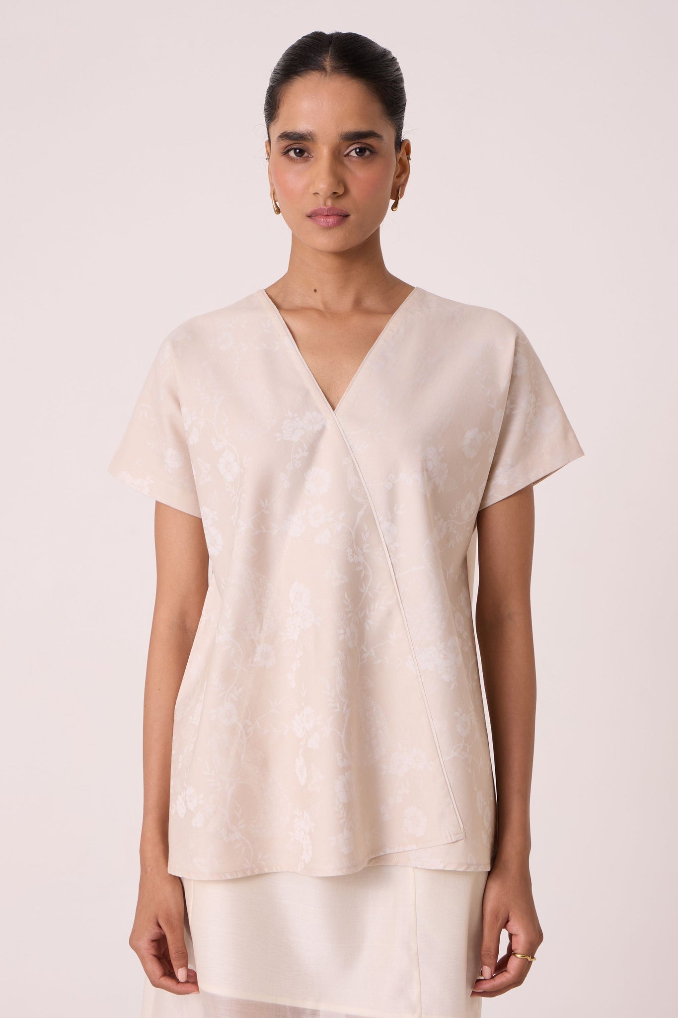 Sōhō Cream Cotton Jacquard Top