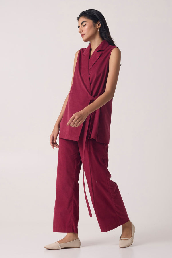 Yacine Cherry Corduroy Co-ord