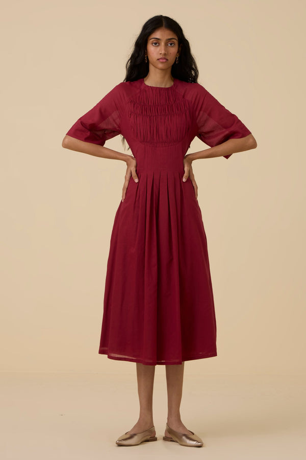 Tamina Cherry Cotton Midi Dress