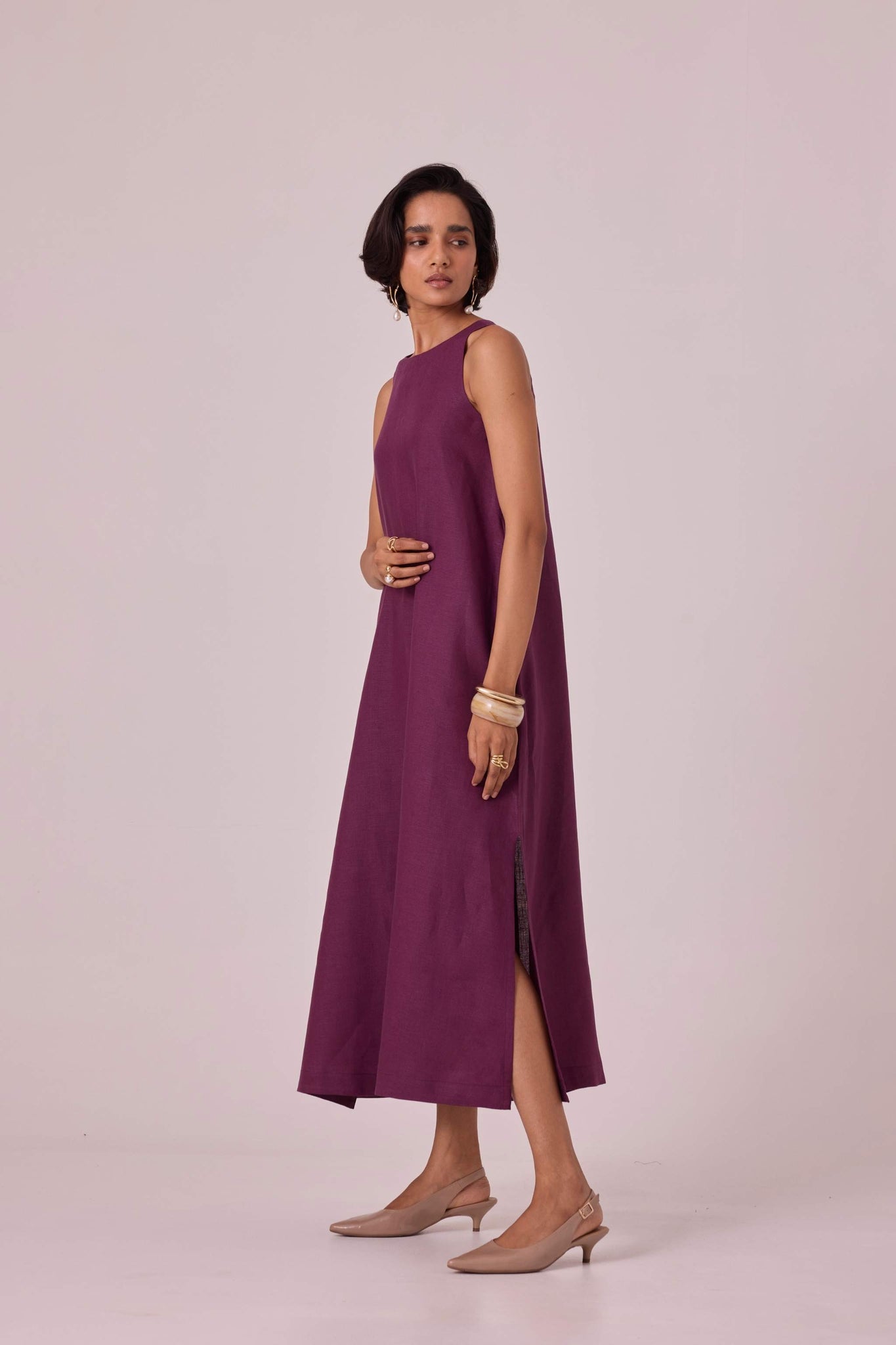 purple linen midi dress JOIE Midi Dress