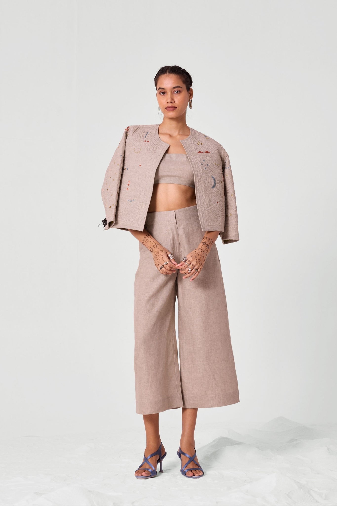 Pomelo Beige Linen Pants