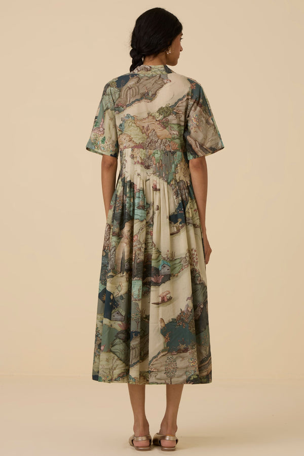 Aara Green Print Dress