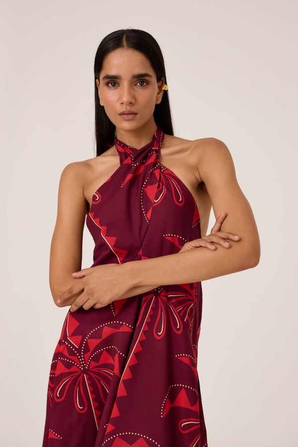 Vannam Palm Print Dress