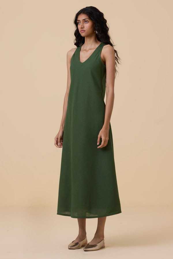 Saira Green Sleeveless Maxi Dress