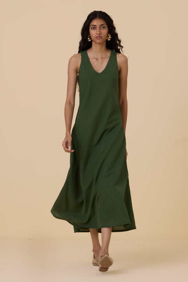 Saira Green Sleeveless Maxi Dress