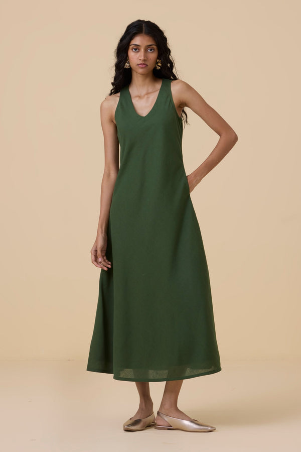 Saira Green Sleeveless Maxi Dress