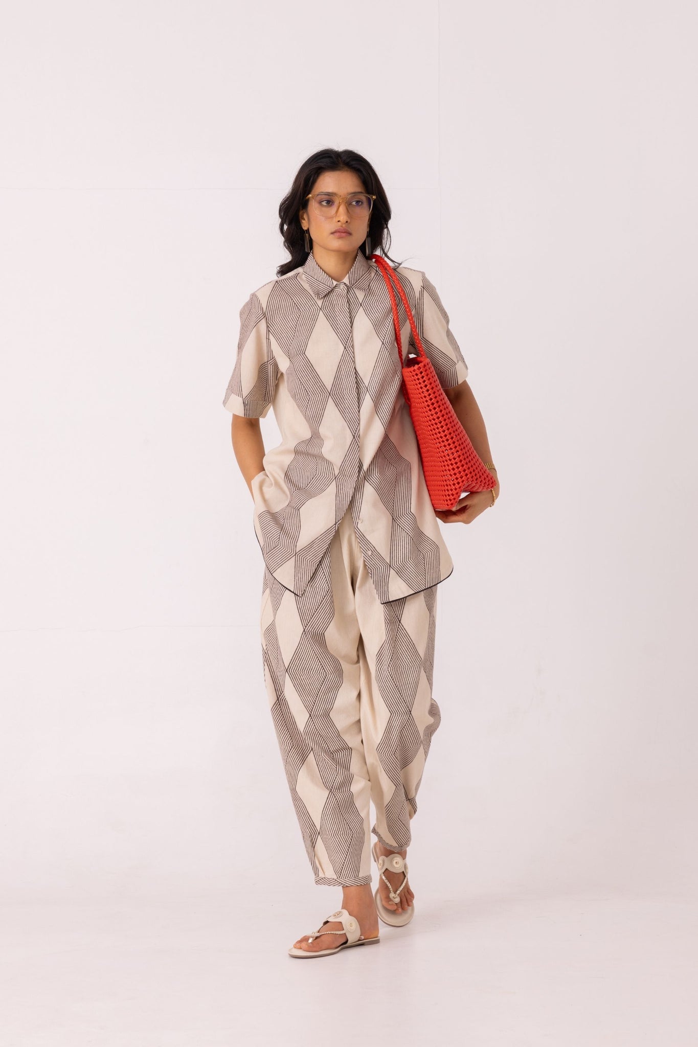 Sonja Hand Printed Barrel Pants