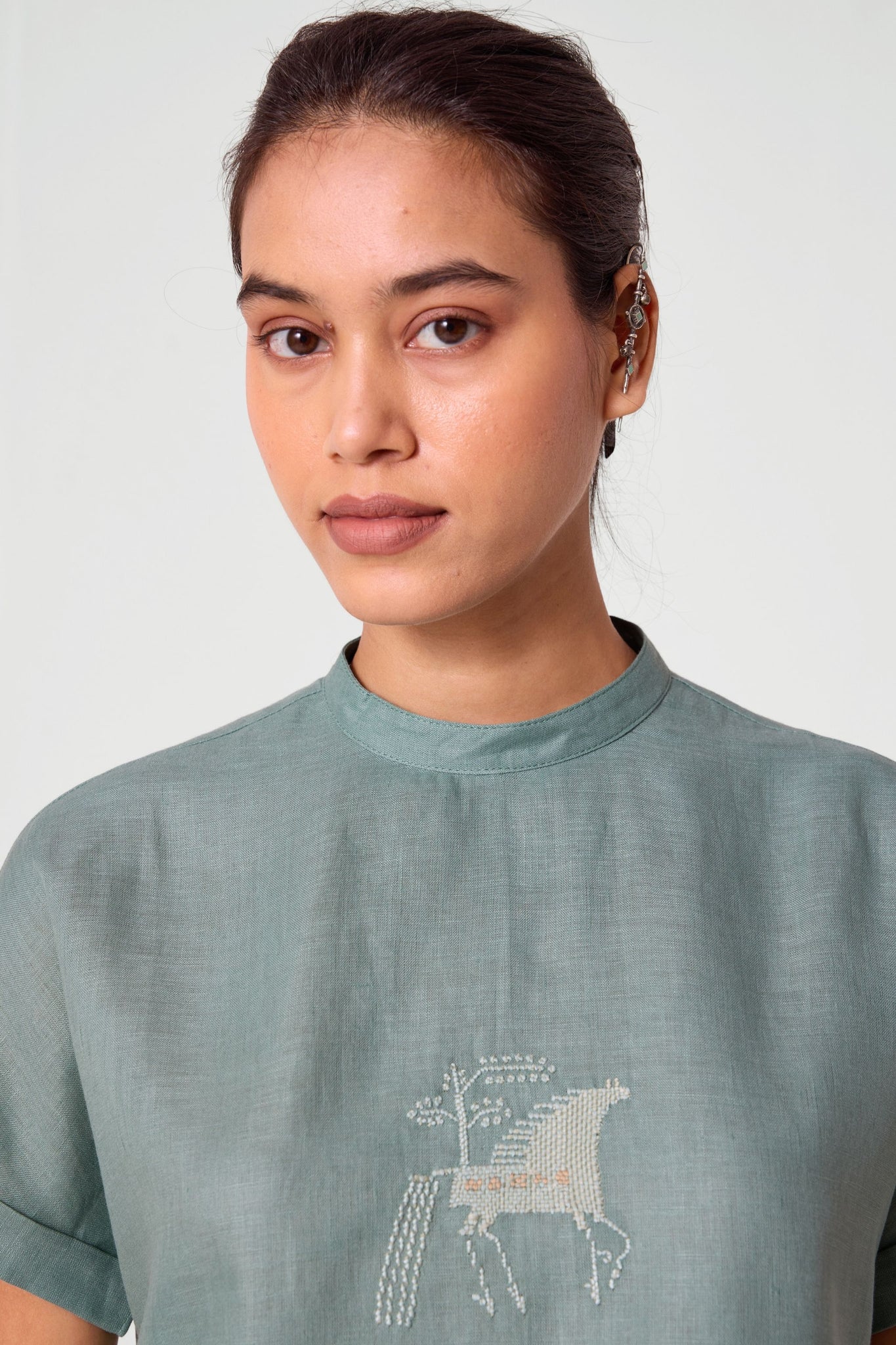 Rayya Embroidered Linen Top