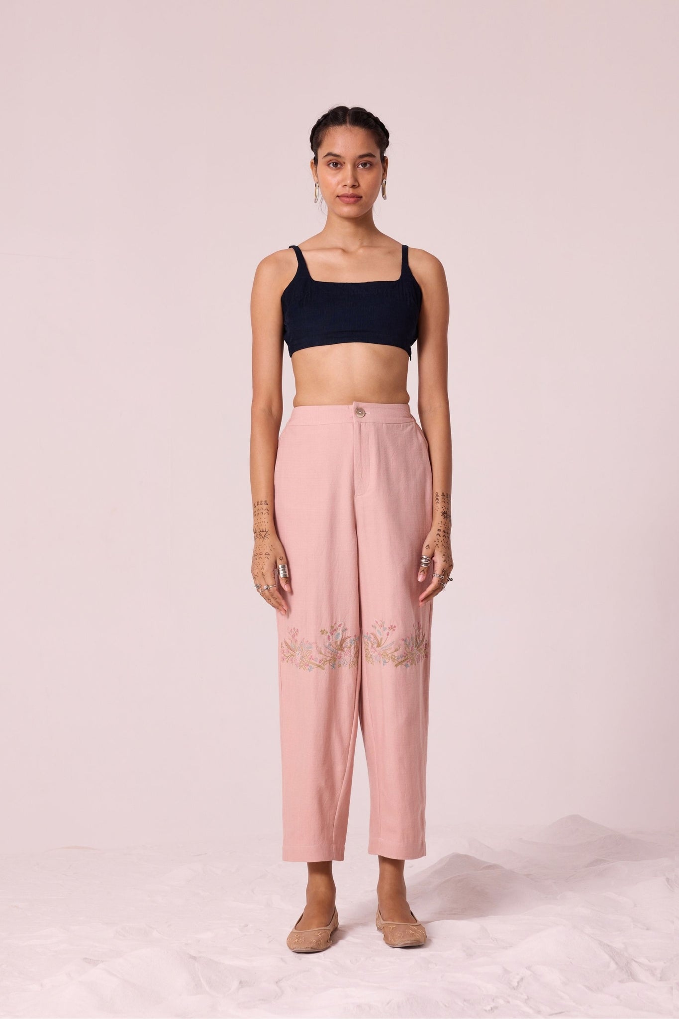 Tatejima Handwoven Embroidered Pink Pants