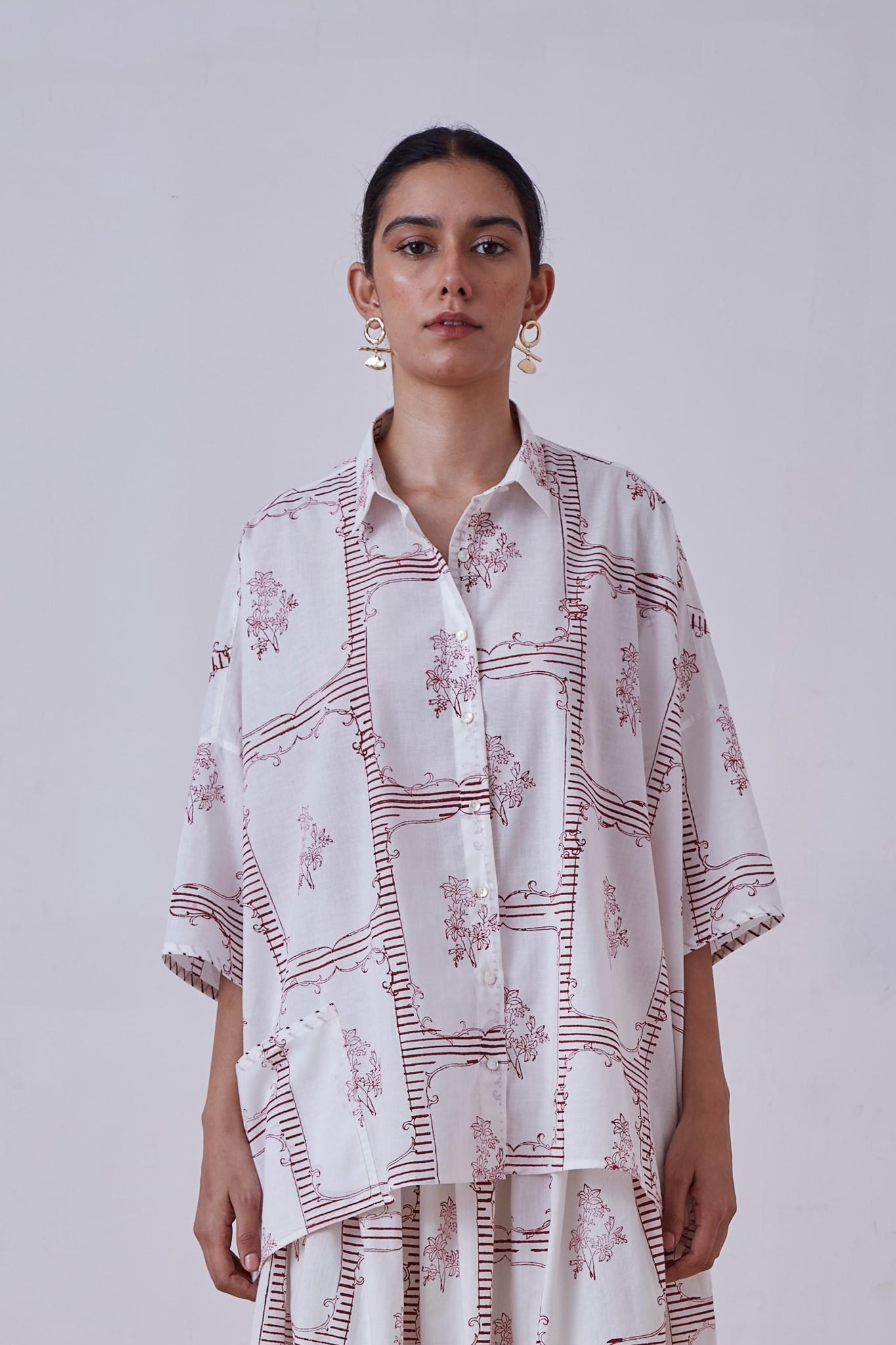 Goonj Red Hand Printed Shirt