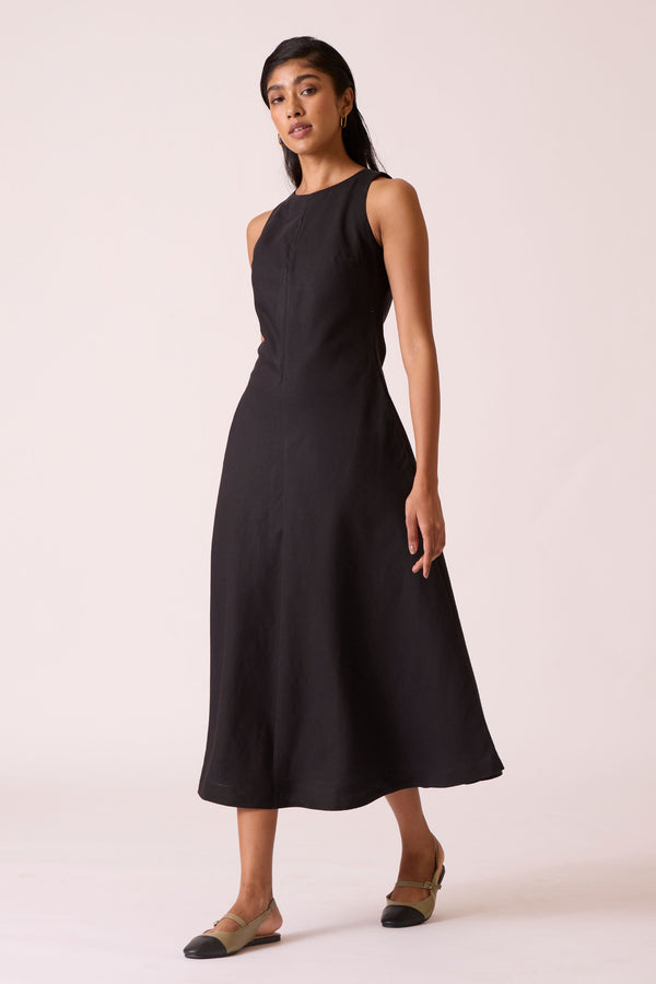 Naomi Black Linen Cotton Dress