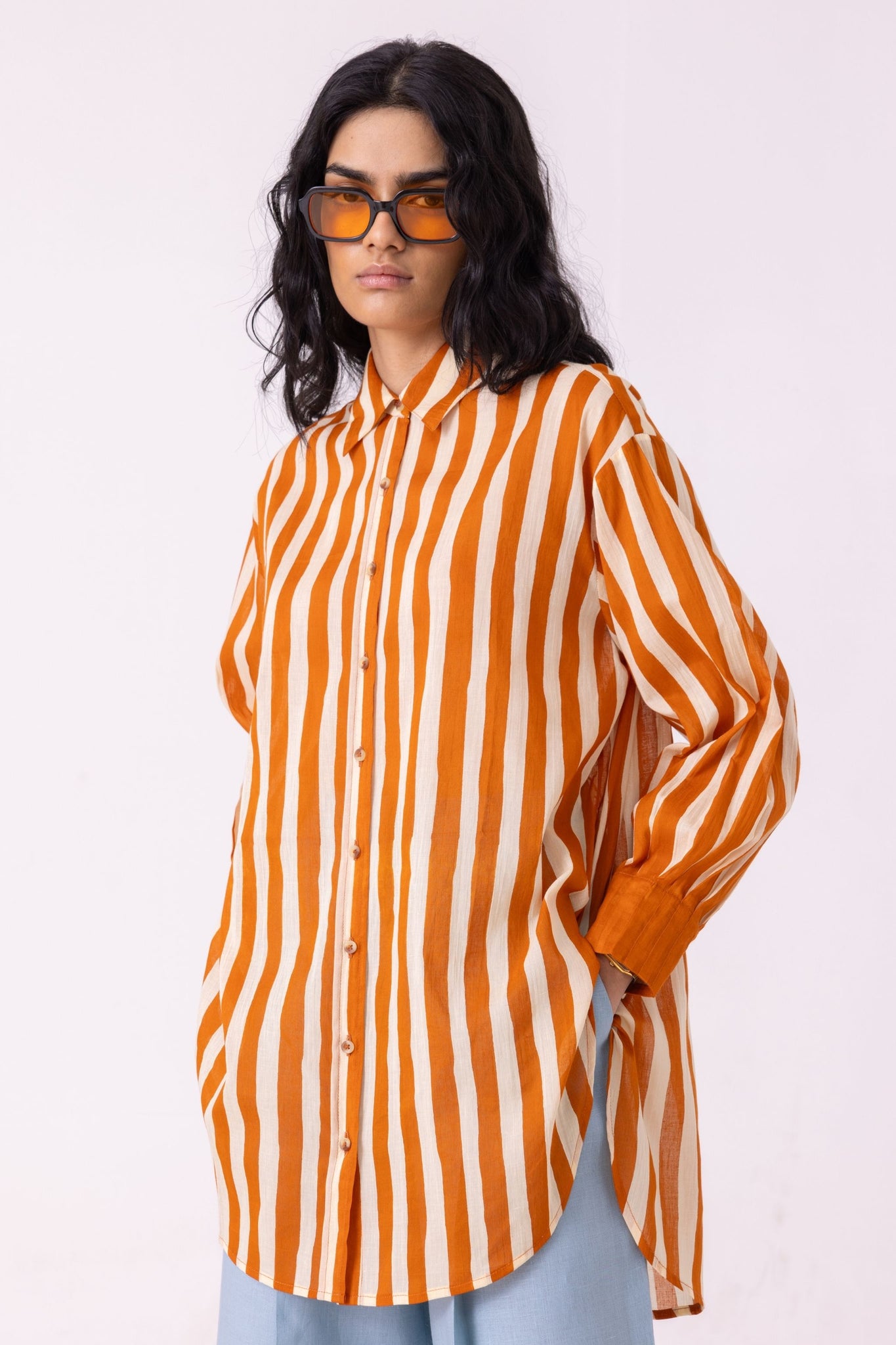 Tori Rust Striped Shirt