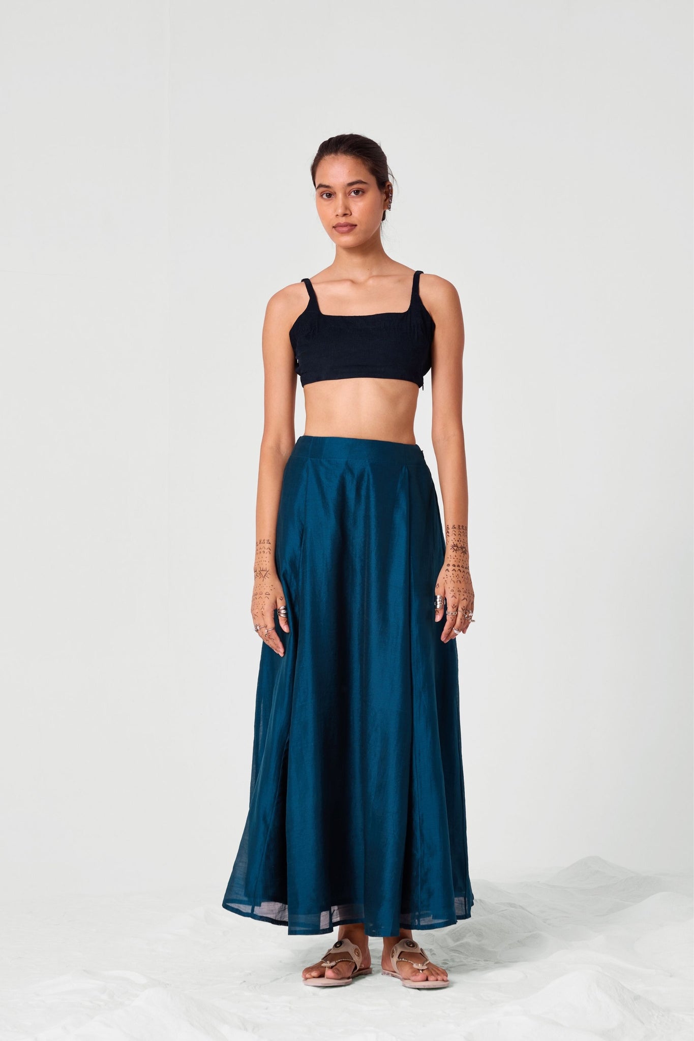 Sen Teal Handwoven Maxi Skirt