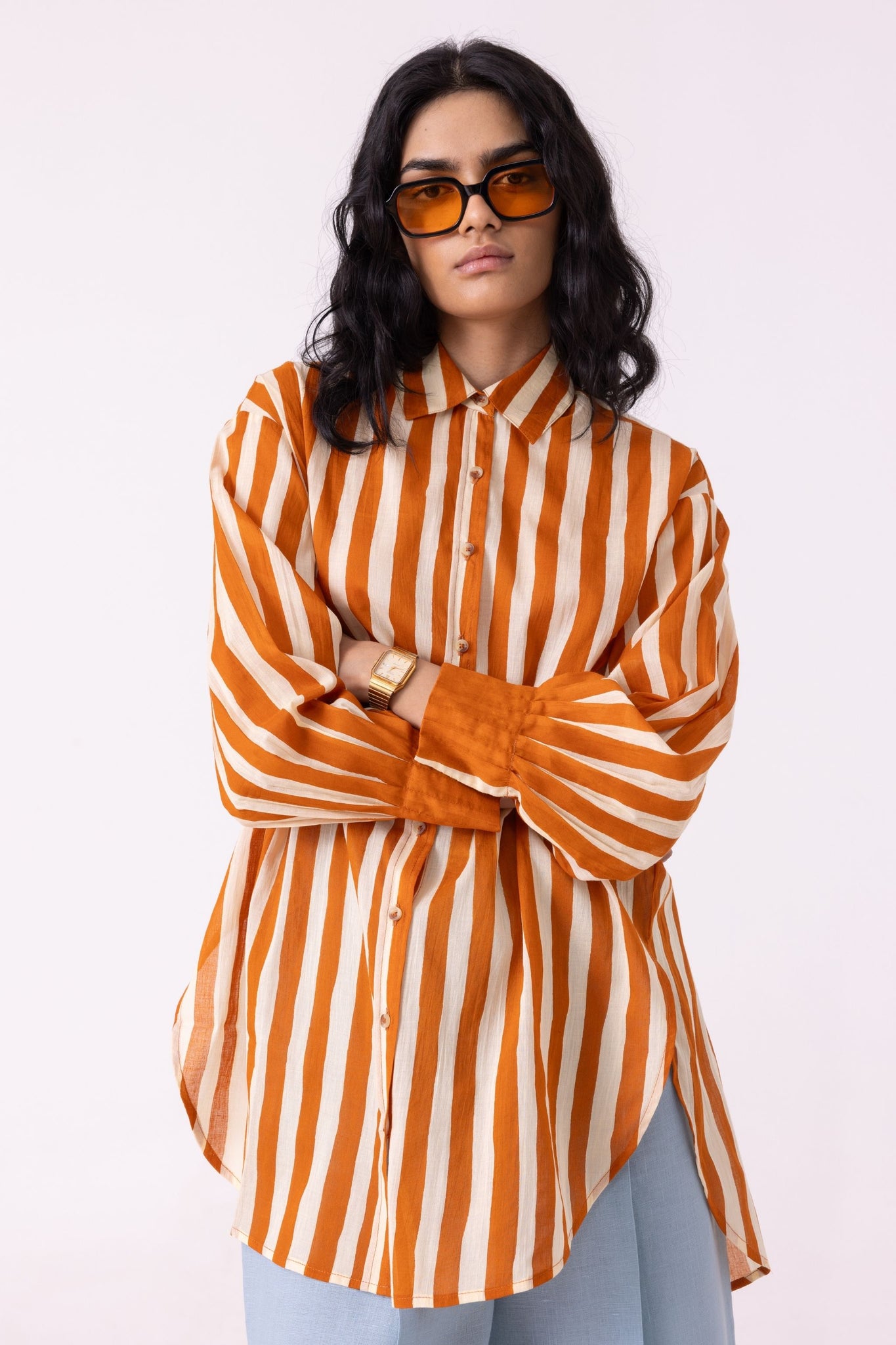 Tori Rust Striped Shirt