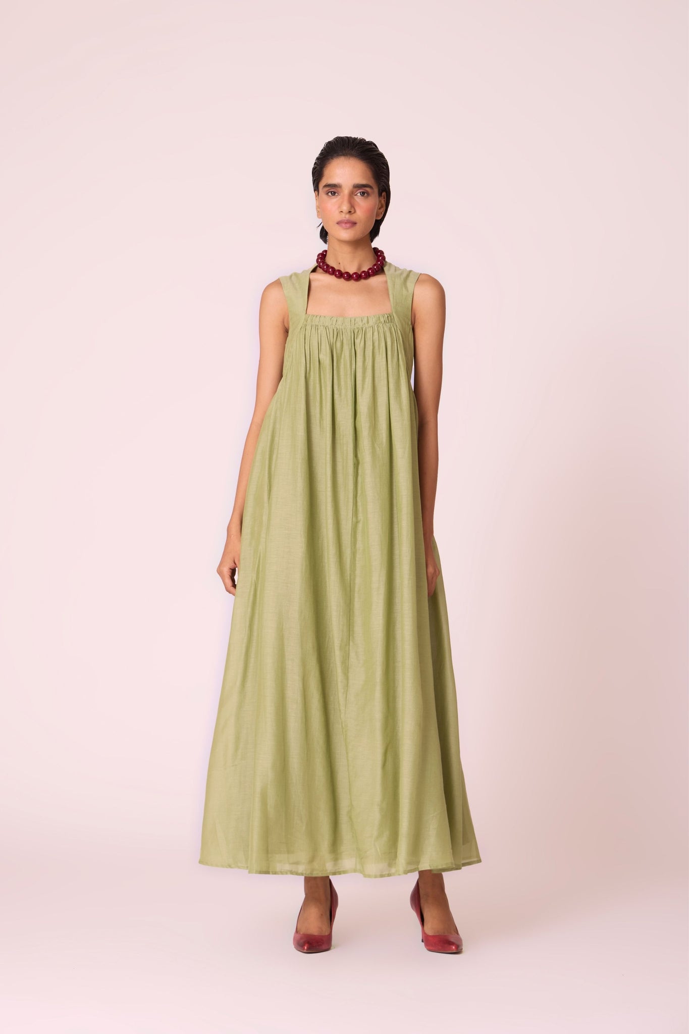 green cotton maxi dress Themis Green Maxi Dress – The Summer House