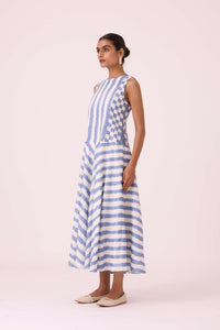 Myshkin Blue Striped Ikat Dress