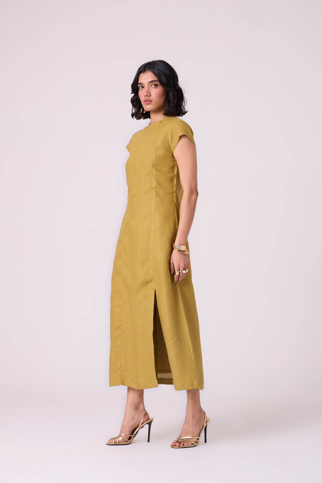 Evgeny Olive Linen Dress The Summer House Evgeny Olive Linen Dress The Summer House
