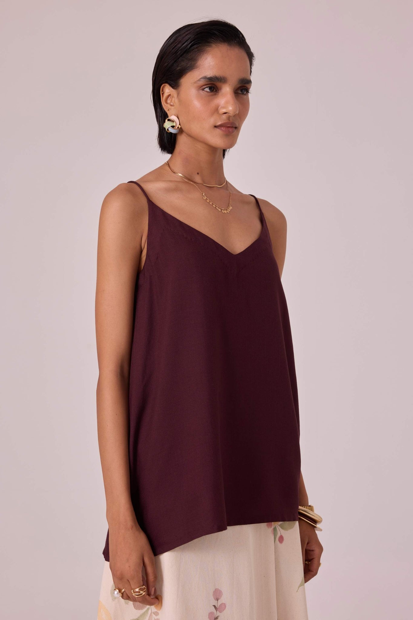 Daene Wine Silk Camisole