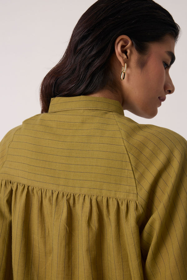 Yeji Olive Handwoven Cotton Shirt