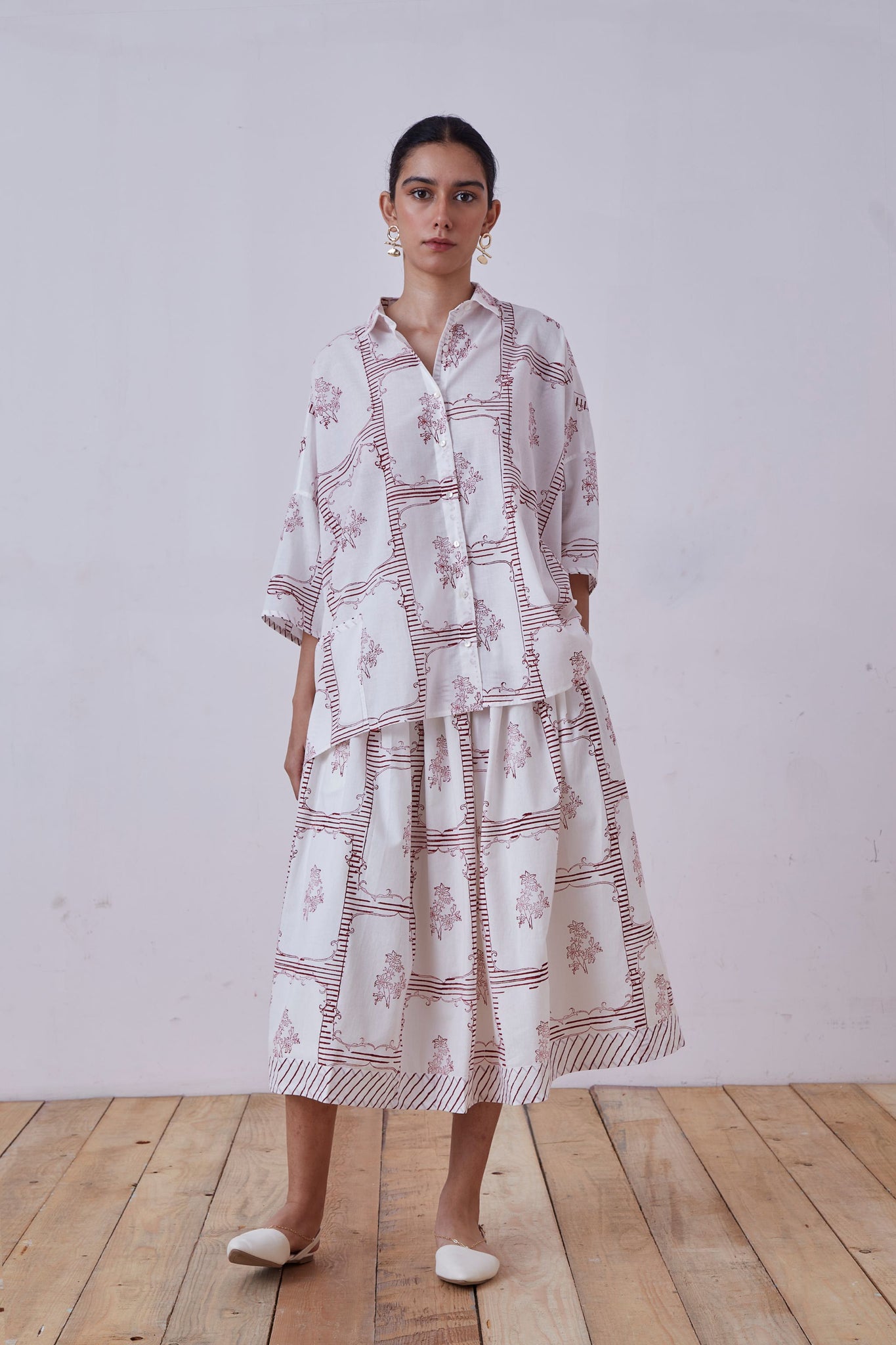 Goonj Red Hand Printed Shirt