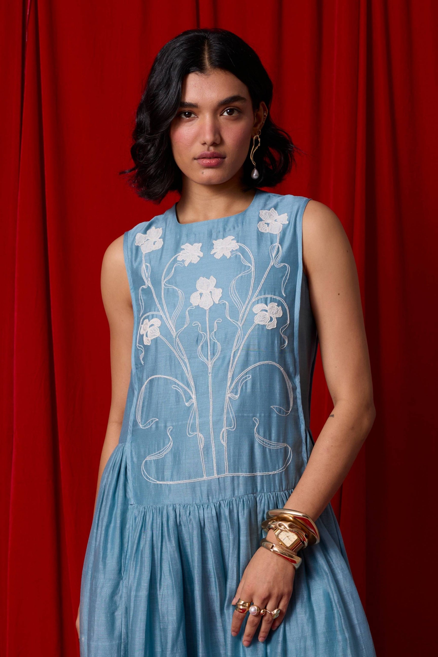 Aleksey Blue Handwoven Maxi Dress image 2
