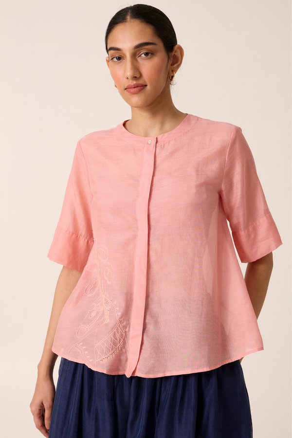 Naidu Pink Chikankari Top