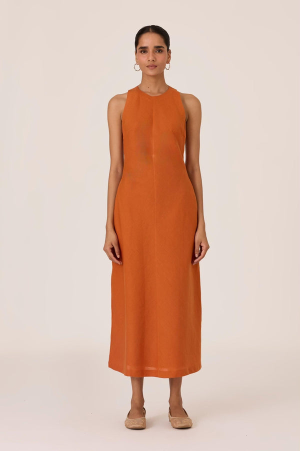 Riha Orange Halter Maxi Dress