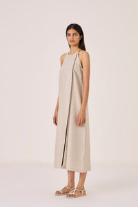 Supun Biege Linen Panelled Dress