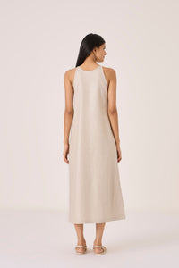 Supun Biege Linen Panelled Dress