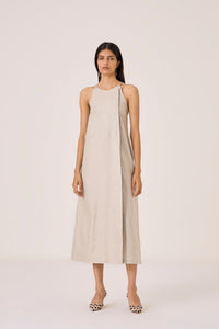 Supun Biege Linen Panelled Dress
