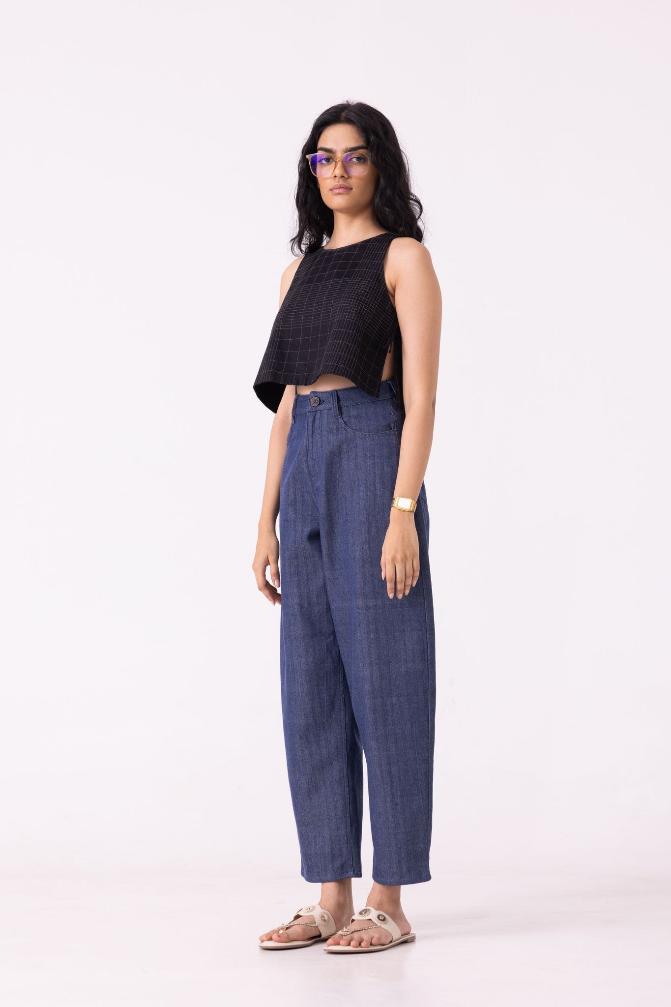 Katniss Blue Handwoven Denim Barrel Pants