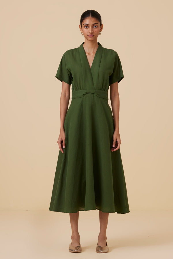 Miyake Green Midi Dress