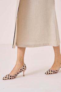 Supun Biege Linen Panelled Dress