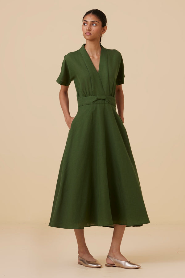 Miyake Green Midi Dress