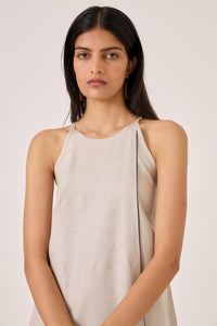 Supun Biege Linen Panelled Dress