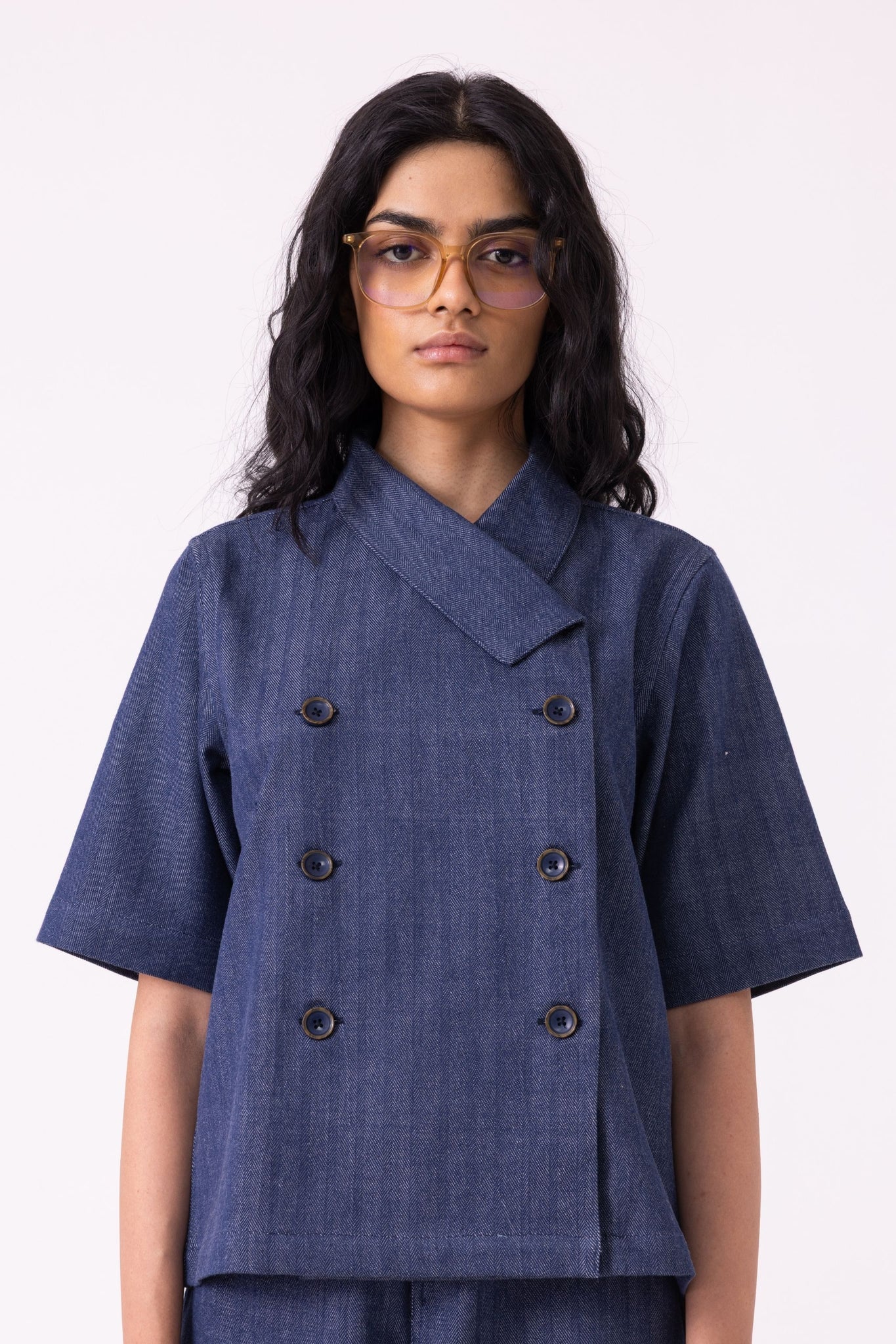 Becky Blue Handwoven Denim top