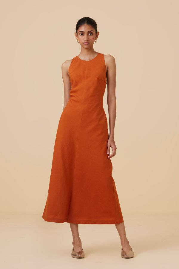 Riha Orange Halter Maxi Dress