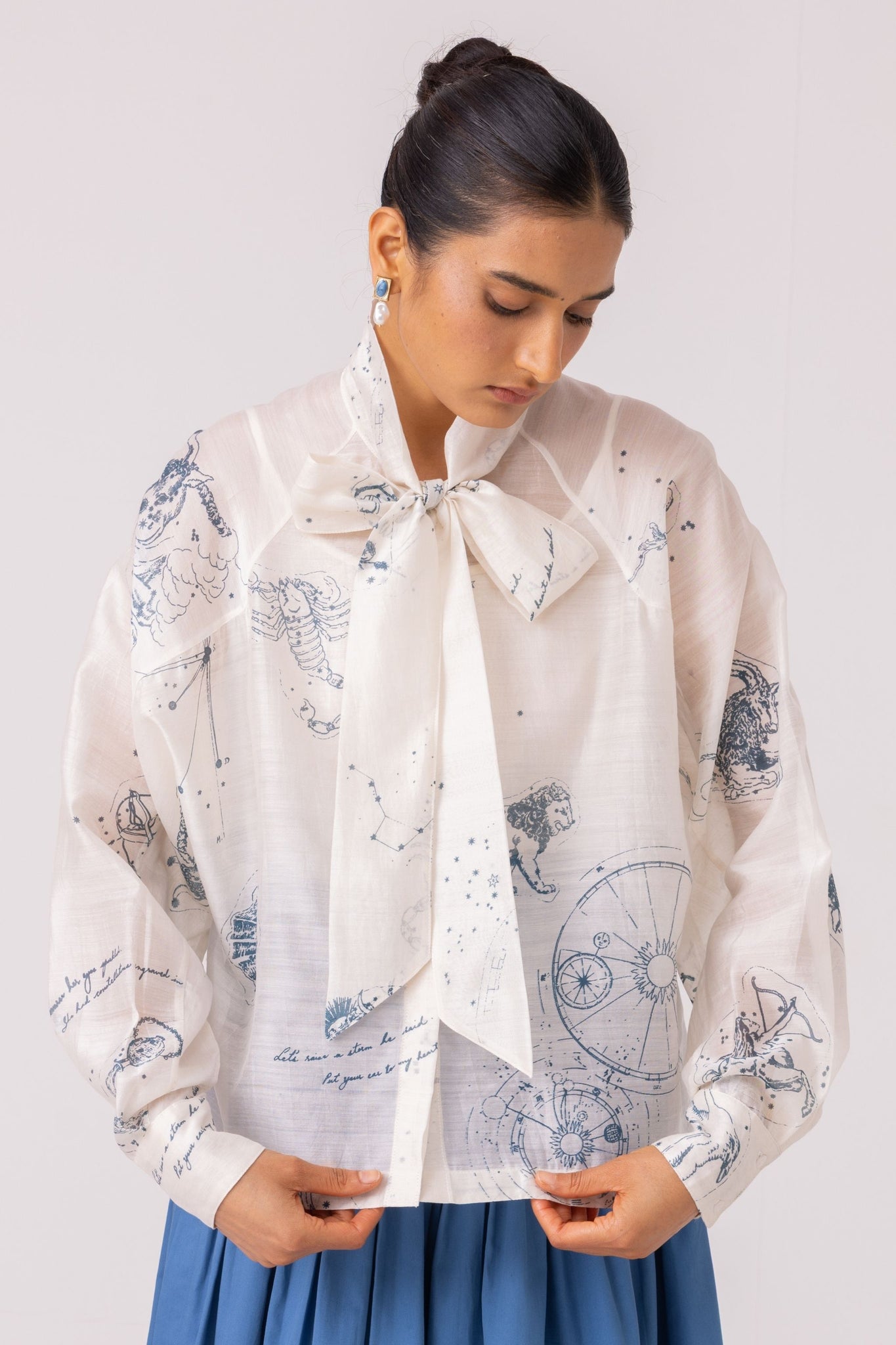 Lizzy Zodiac Print Handwoven Top