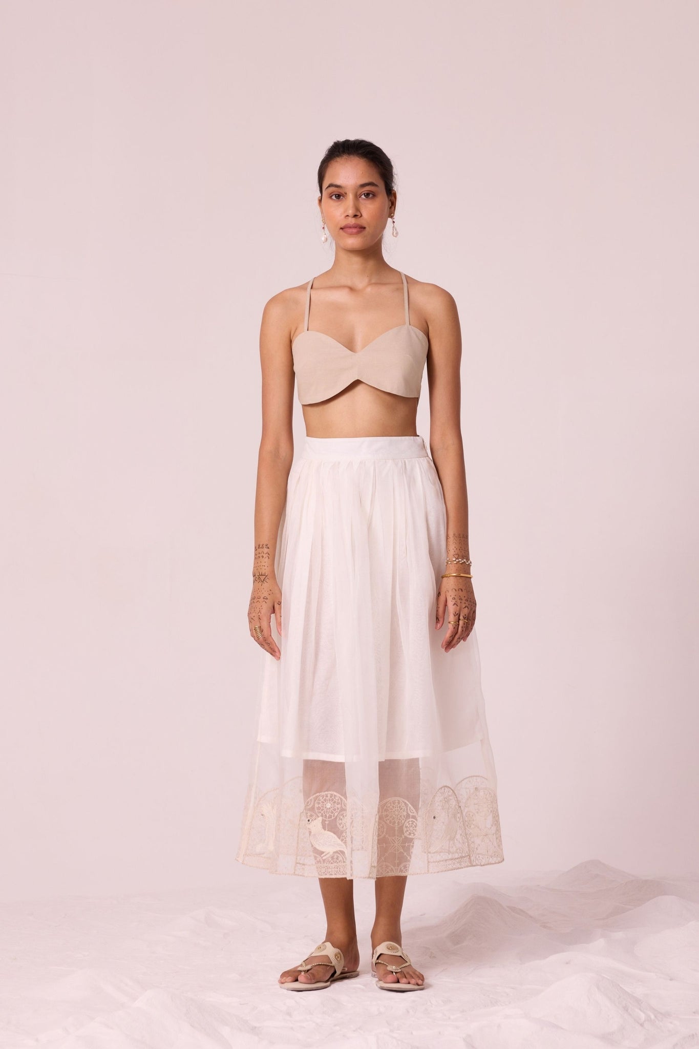 Dhuthi Off White Embroidered Skirt