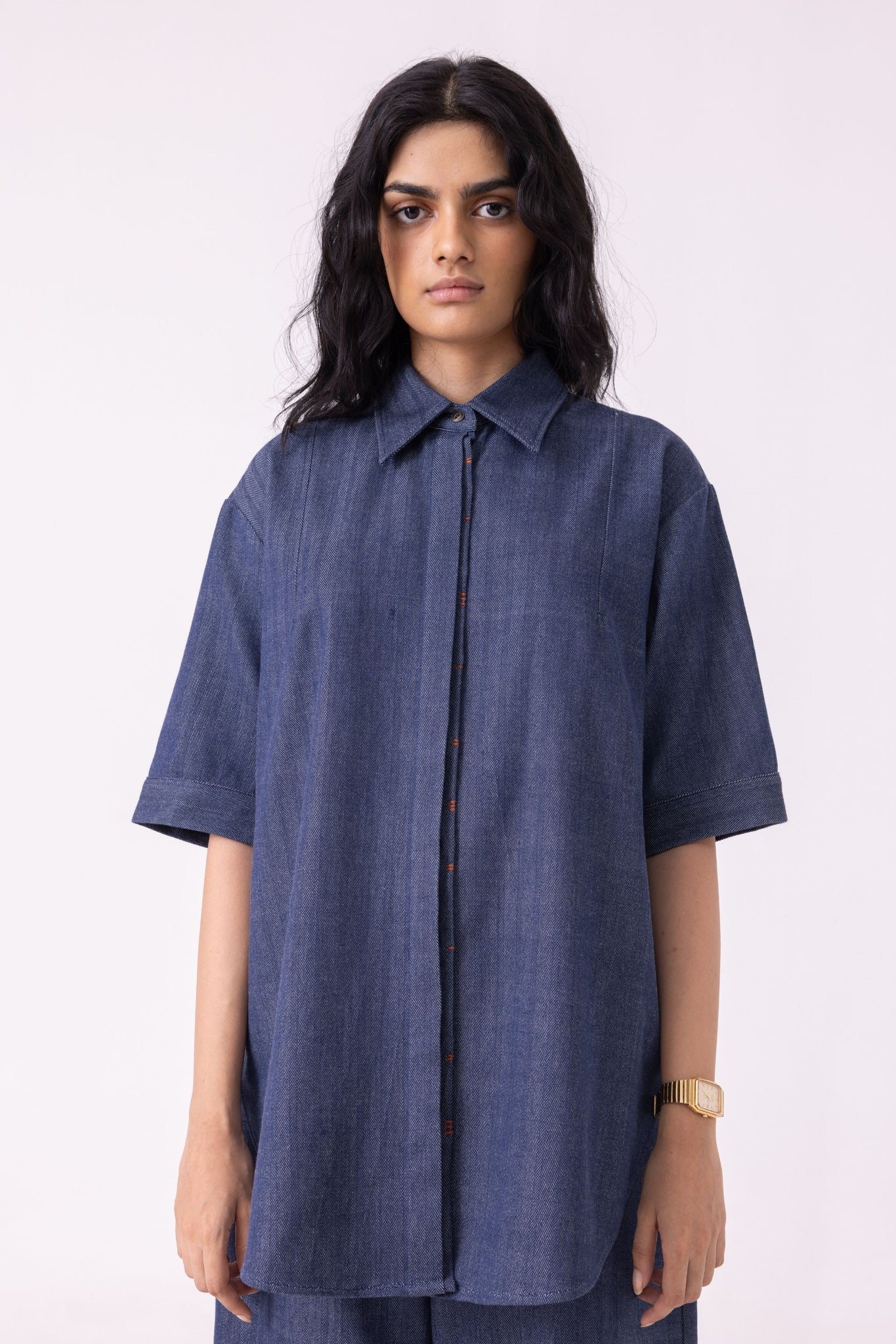 Ava Blue Handwoven Denim Shirt