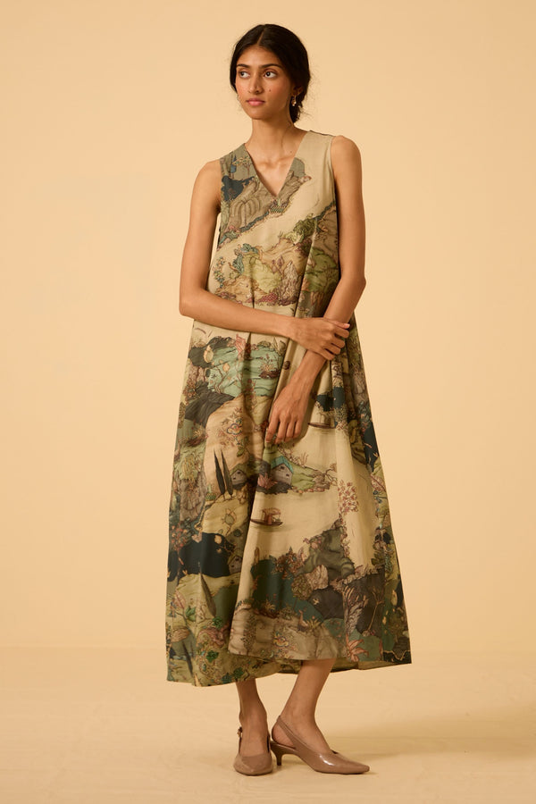 Riaz Green Print Maxi Dress