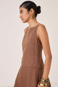 Senaka Brown Quilted Dress