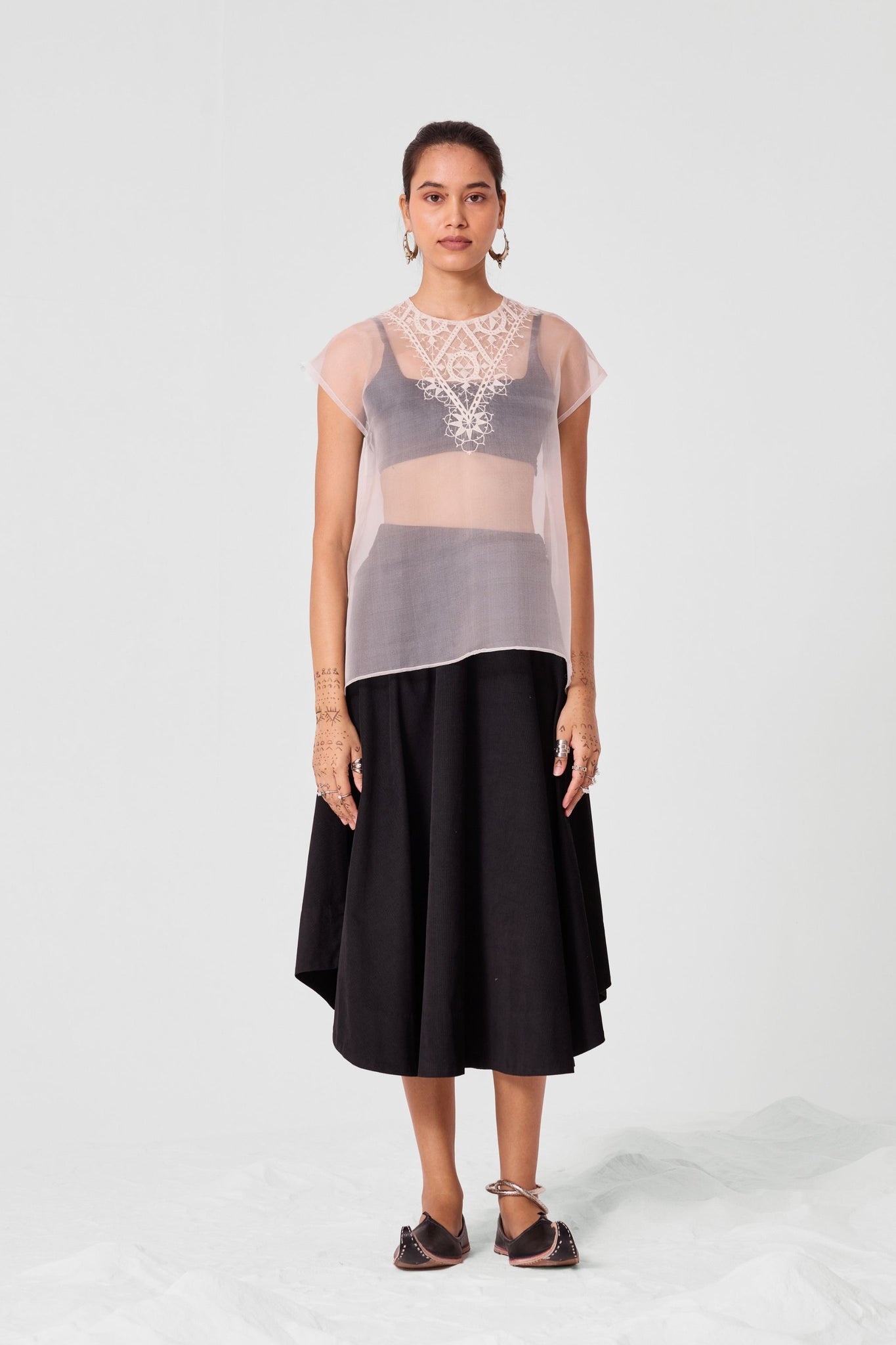 Asmee Off White Embroidered Top