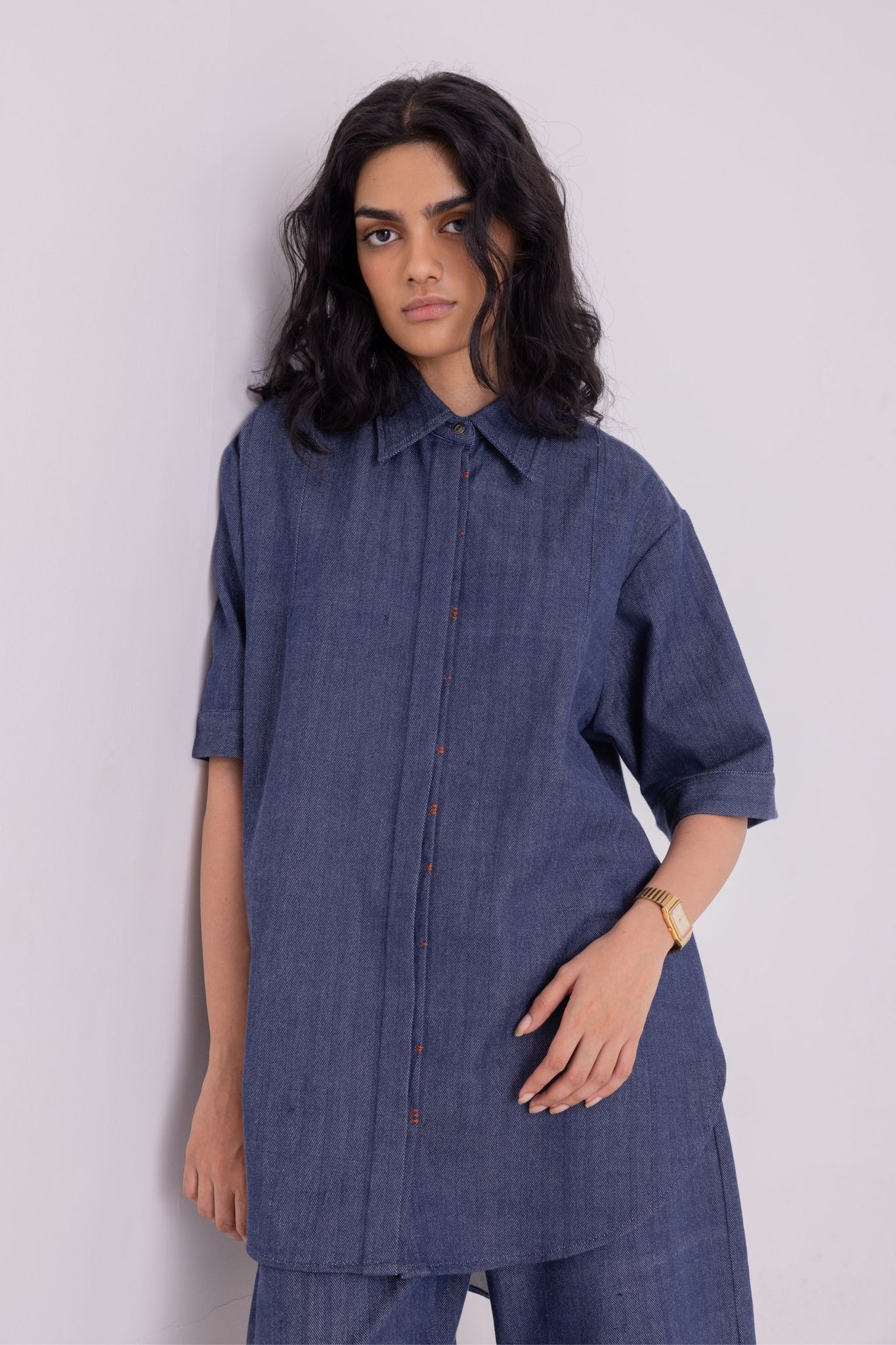 Ava Blue Handwoven Denim Shirt