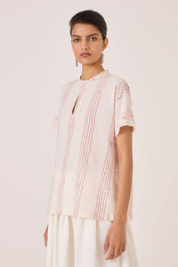 Asheni Red Striped Handwoven Top