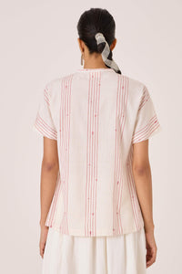 Asheni Red Striped Handwoven Top
