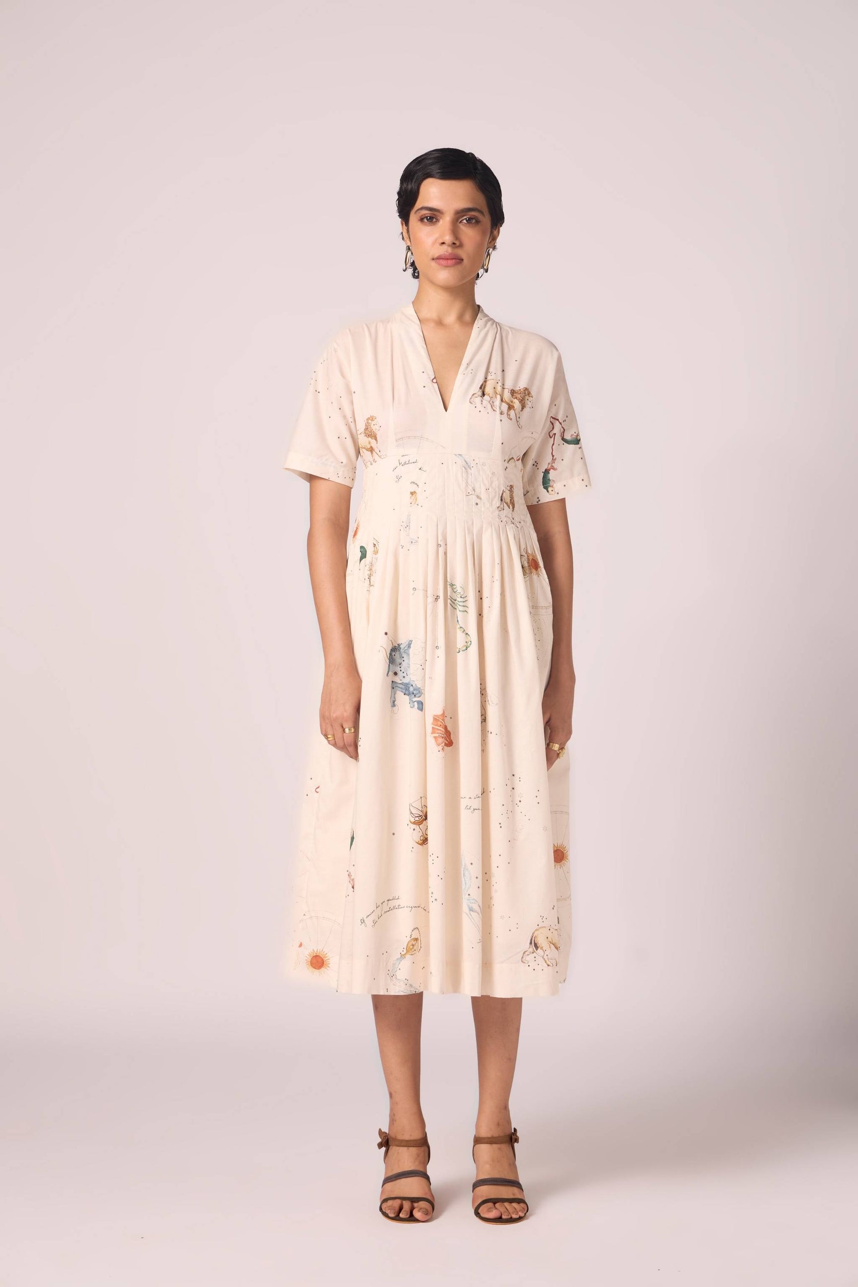 Aara Zodiac Print Pleated Dress image 1